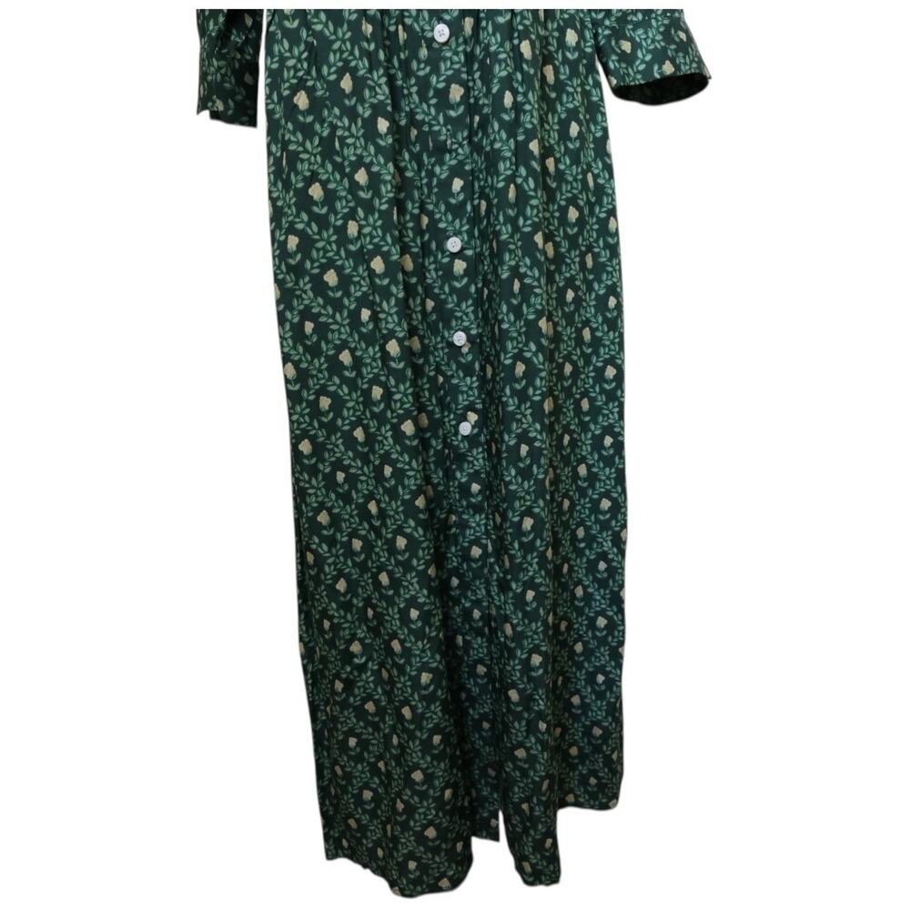 Beau & Ro Green Floral Button Front Midi Dress Size XS - Picture 2 of 12